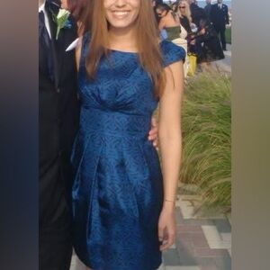 Banana Republic Blue and Black Patterned Silk Dress